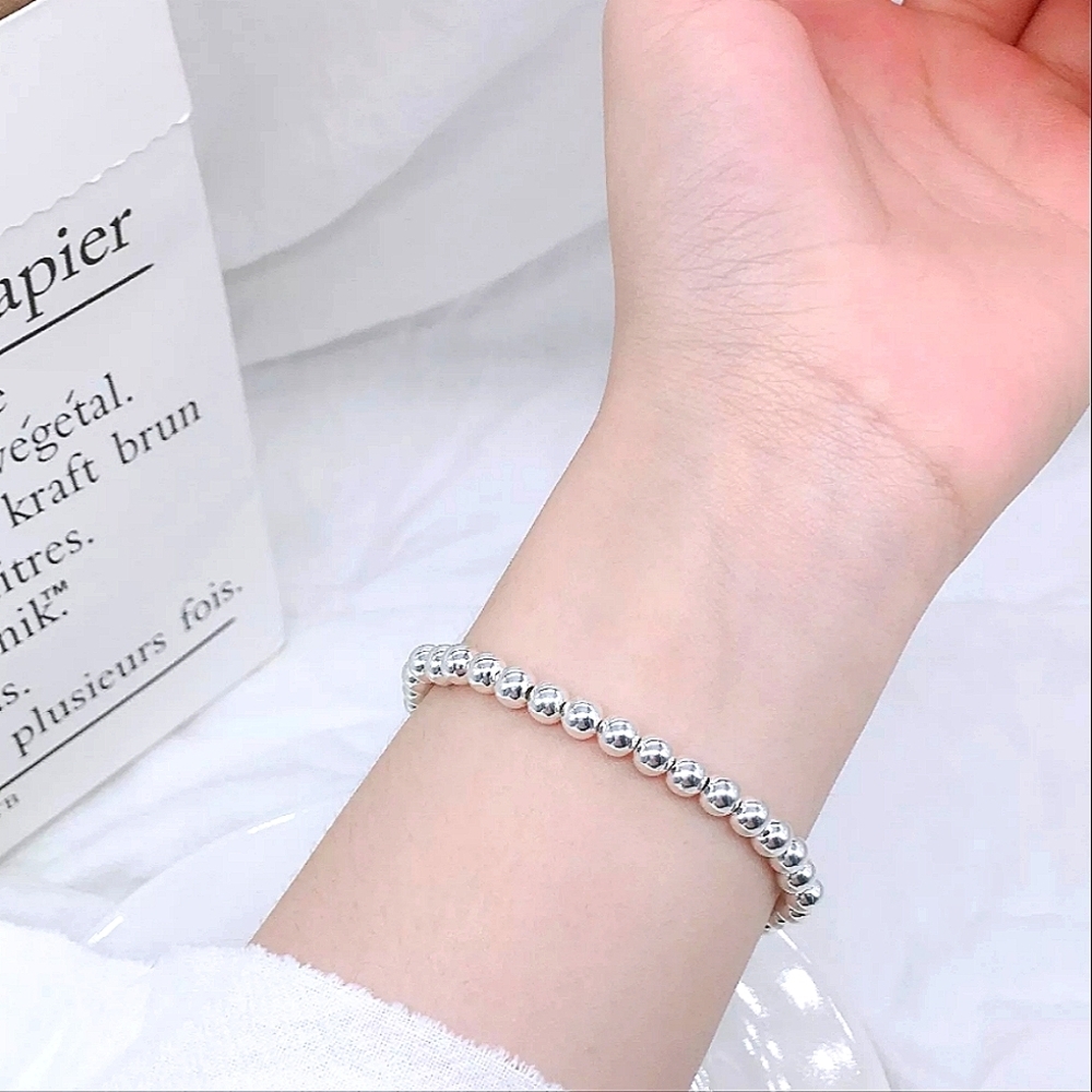 Beaded Ball Sterling Silver Bracelet 4mm